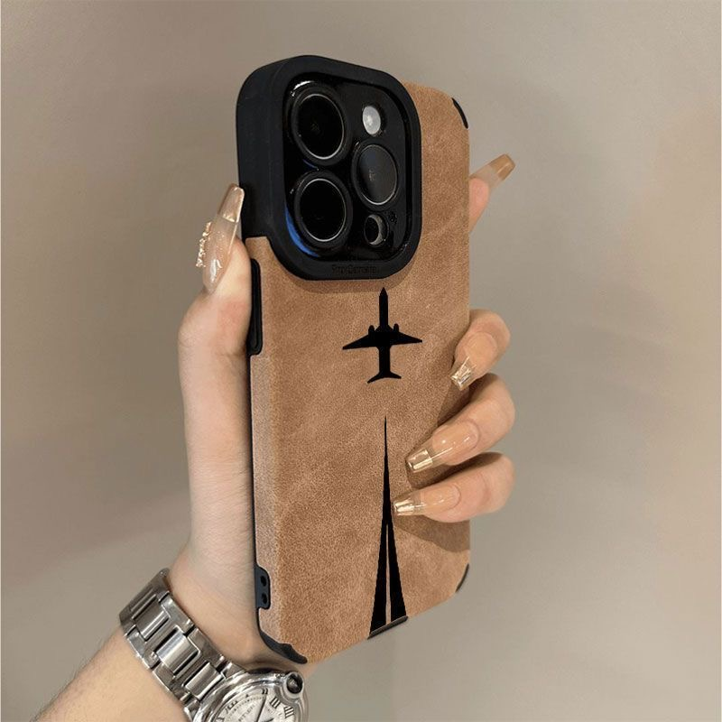 Eye lambskin | Black brown apple phone case
