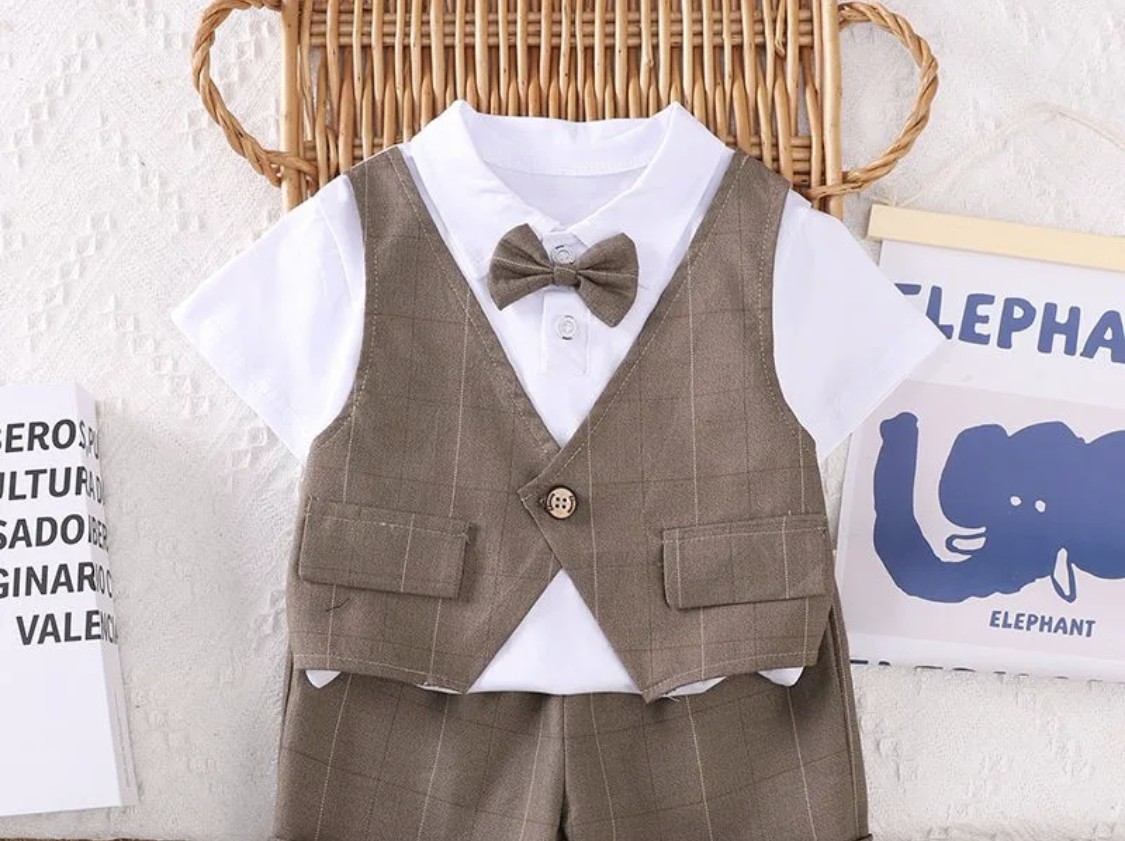 Boys' Summer Vest Suit 2-Piece Set (Checkered)