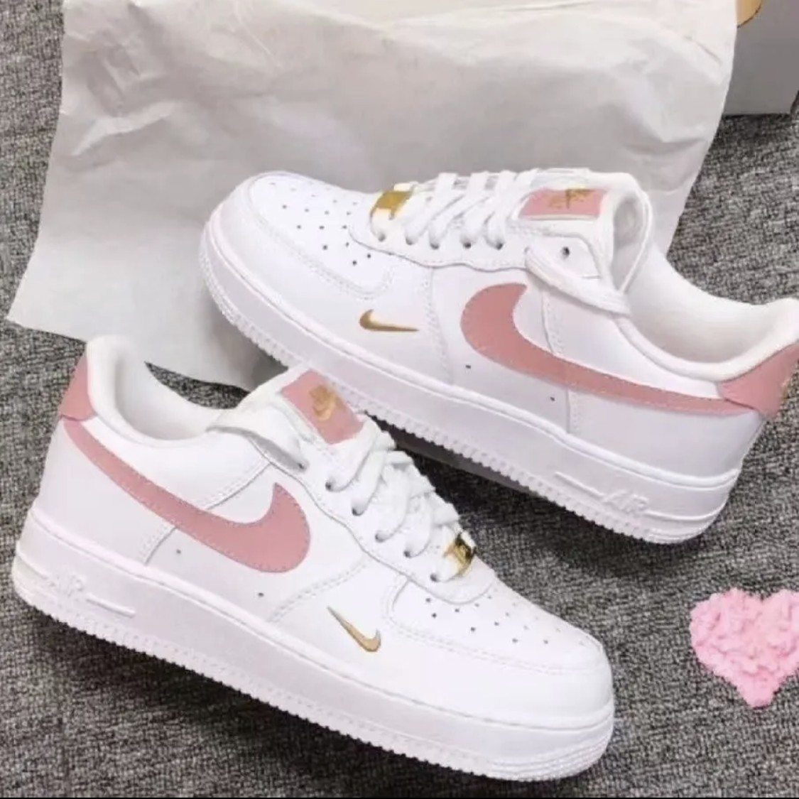 AF1 Air Force One Black Gold Mini Gold Hook Unisex Couple Casual shoes